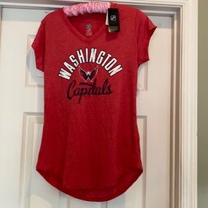 Washington Capitals v-neck tee shirt. Women’s small size small. New with tags